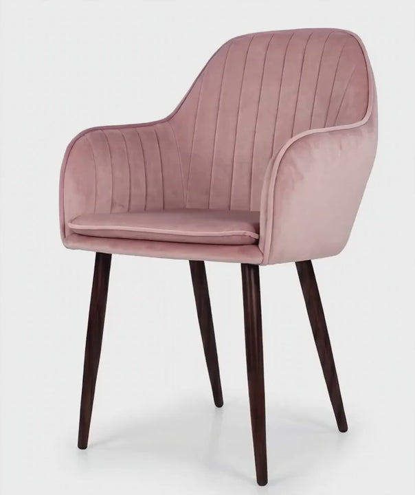 Silla para manicure Tentro en terciopelo rosa vista lateral