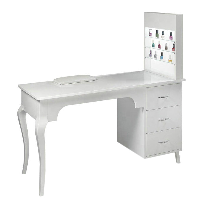 MESA DE MANICURE MODELO RETRO CON PORTAESMALTES